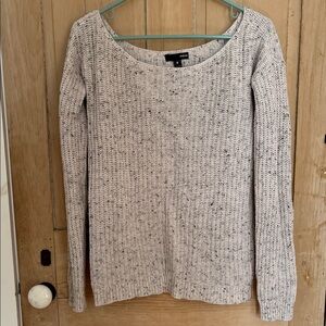 Aqua Neutral Speckled Scoop Neck Knit Sweater